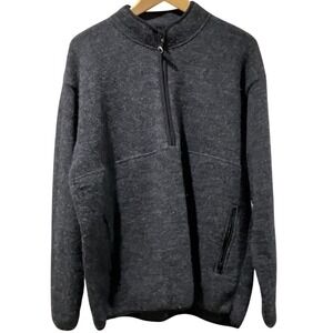 ALPS Quality Apparel Wool Blend Mens Gray 1/4‎ Zip Long Sleeve Pullover L